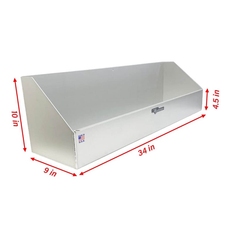 Pit Posse 449 Jack Stand Rack Holder Shelf for Trailer Garage - Made in USA - Aluminum Storage Enclosed Race Car Trailer Garage Shop Accessory Organizer Holds up to 4 Jack Stands 34 x 9 x 10 (Silver) - Image 4